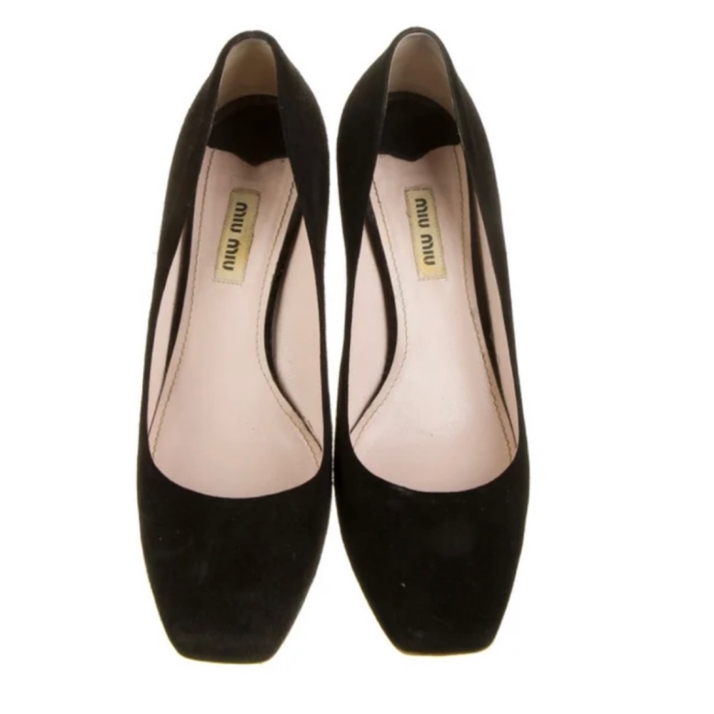 MIU MIU - black Suede Pumps with silver glitter